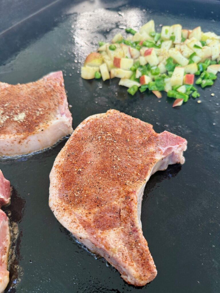 Blackstone Jalapeno Brined Pork Chops before cooking