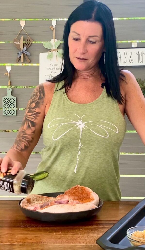 seasoning the pork chops