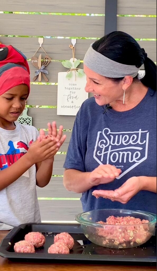 rolling Smoked Meatballs with Burrata Cheese