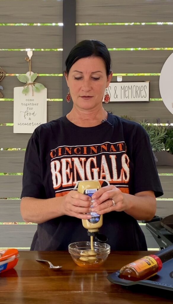 making the hot honey mustard sauce