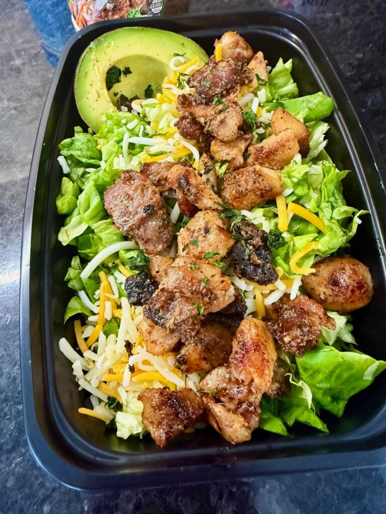 salad with leftovers from Blackstone Chicken Bacon Ranch Lettuce Wraps