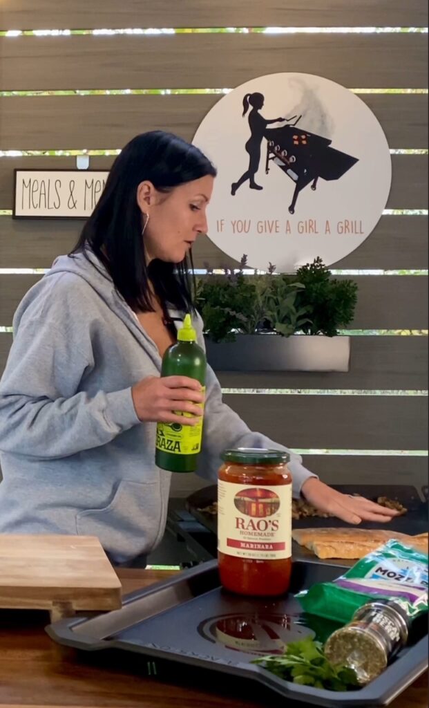 adding baguette to the griddle