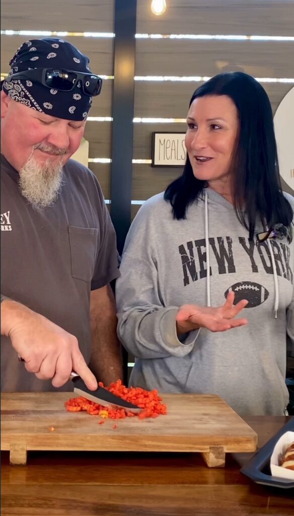 chopping cheetos for the sliders