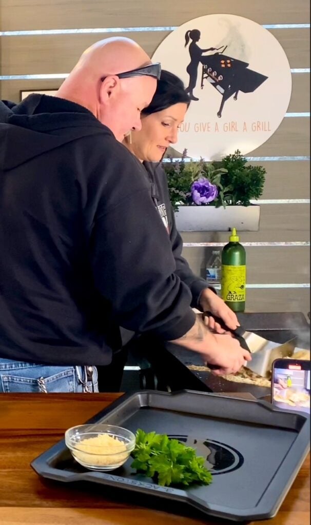 making the Blackstone Goat Cheese Mushroom Ravioli