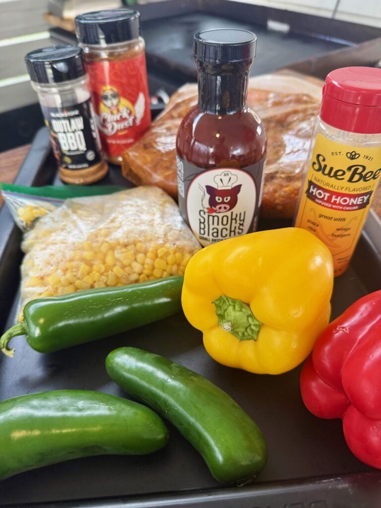 ingredients for Blackstone BBQ Chicken and Veggie Meal Prep