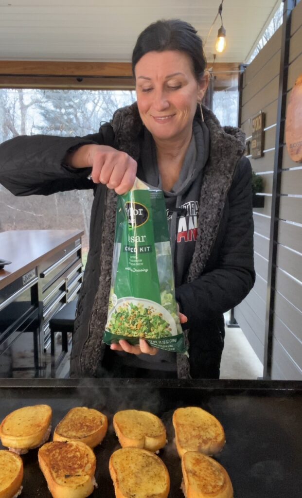 making the caesar salad kit