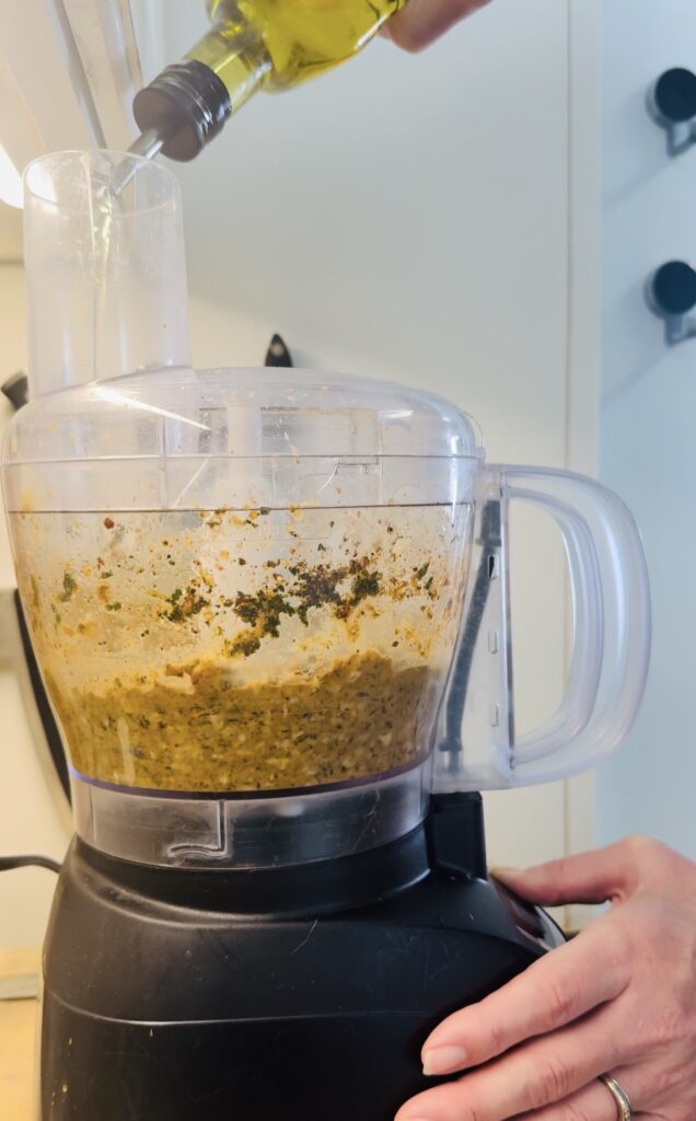 making the marinade in blender