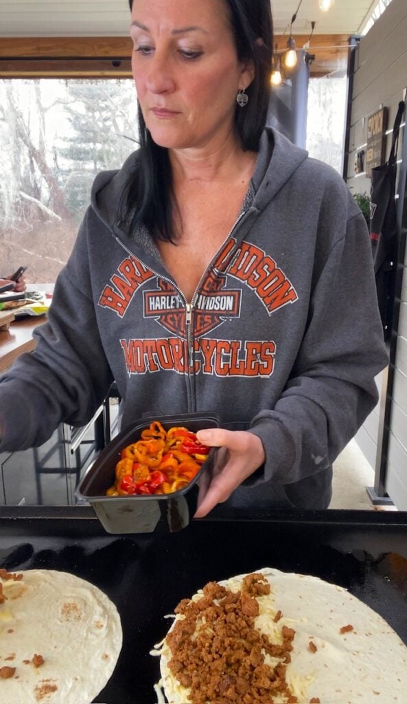 making Blackstone Taco and Sweet Pepper Quesadillas