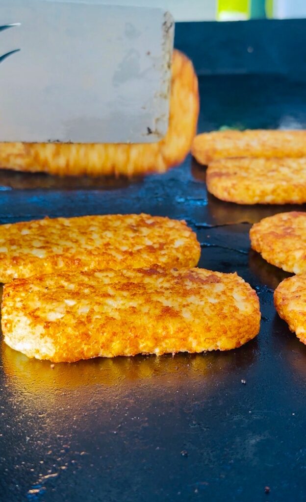 flipping the hash browns