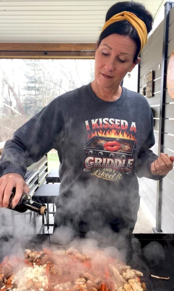 making Blackstone Meal Prep Greek Chicken Wraps