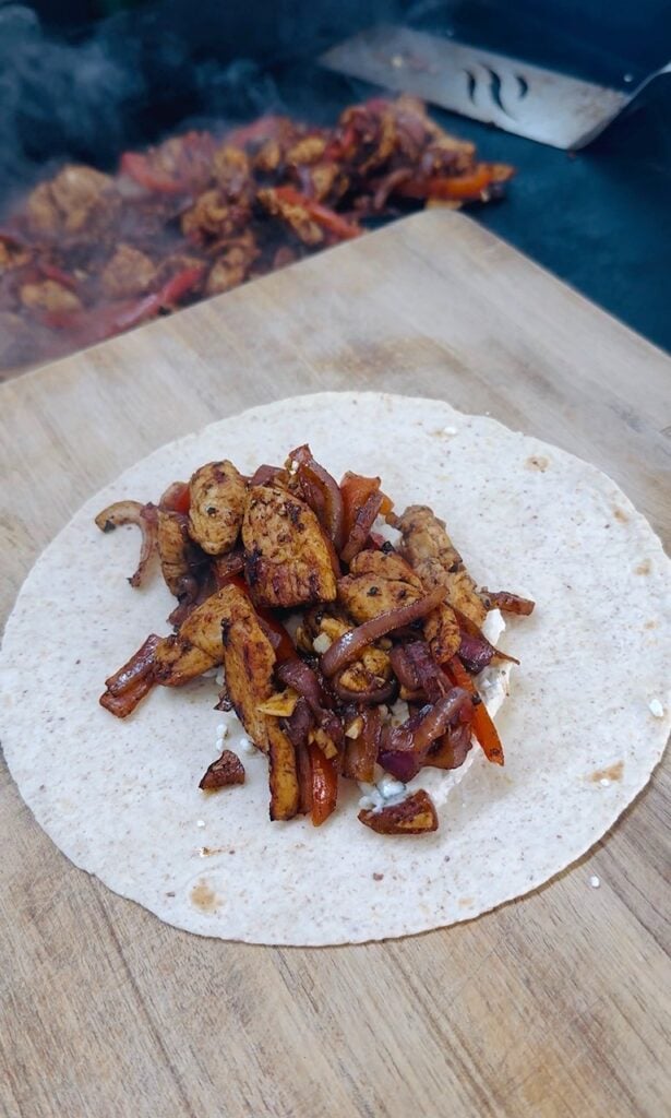 making Blackstone Meal Prep Greek Chicken Wraps