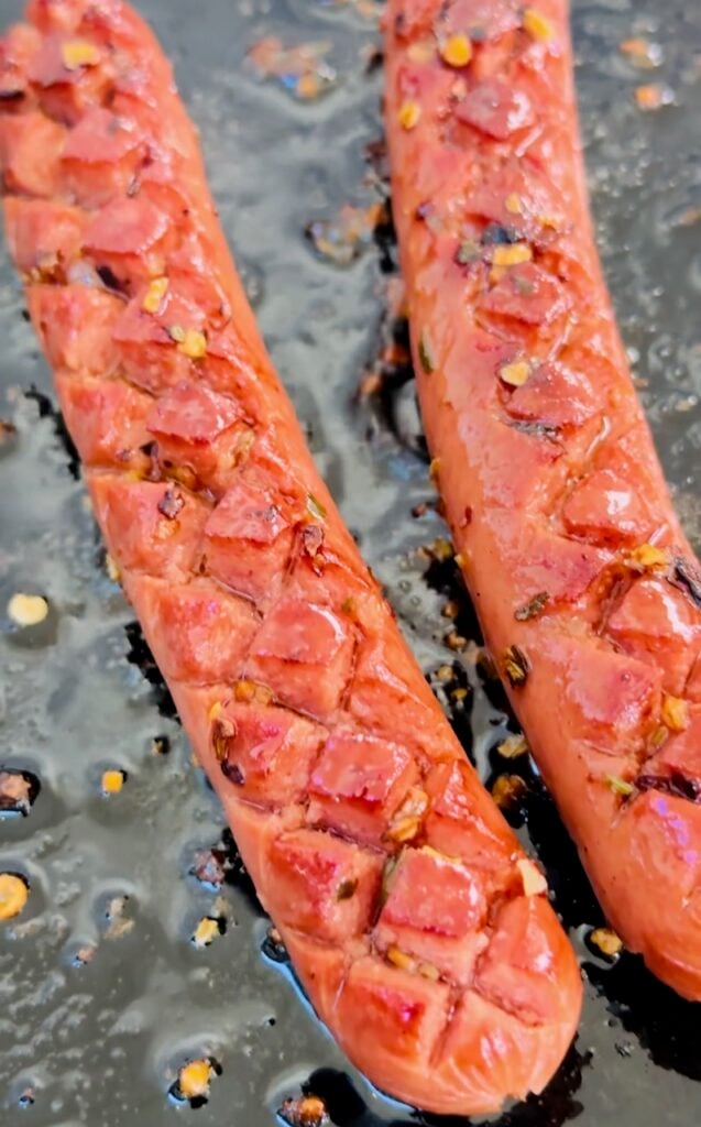 hot dogs on the griddle