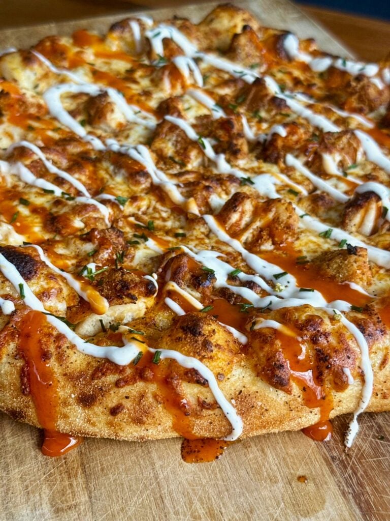 Crispy Buffalo Chicken Outdoor Pizza