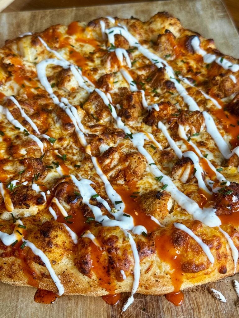 Crispy Buffalo Chicken Outdoor Pizza