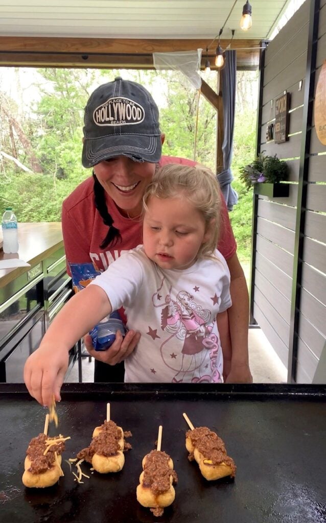 Blackstone Chili Cheese Dog Skewers