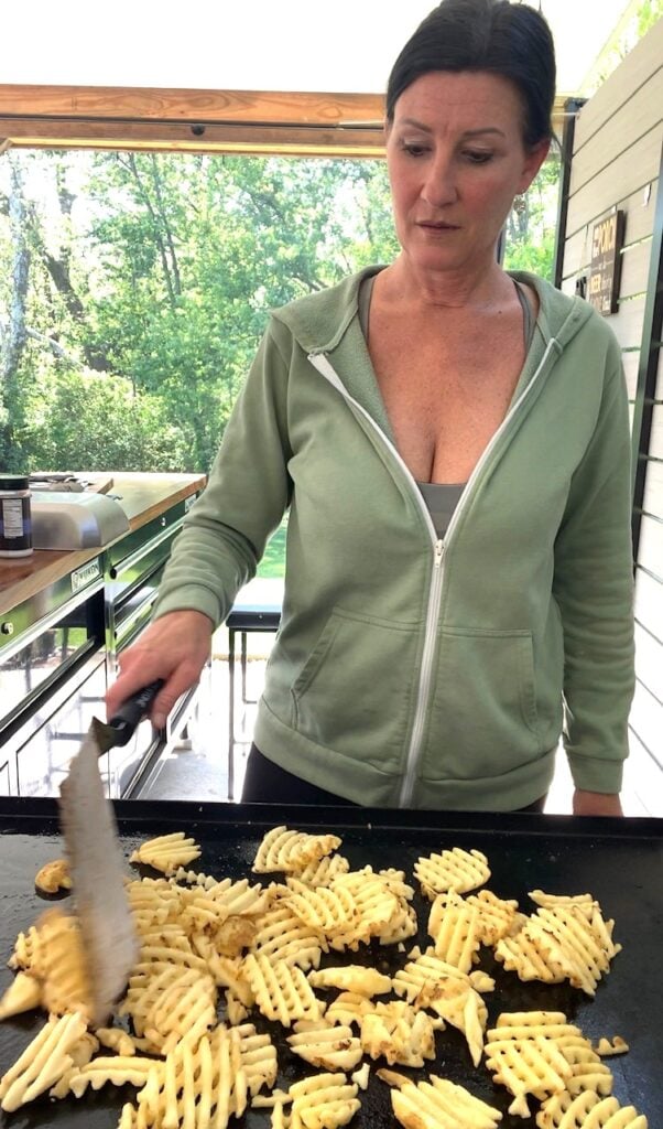 cooking fried on the griddle