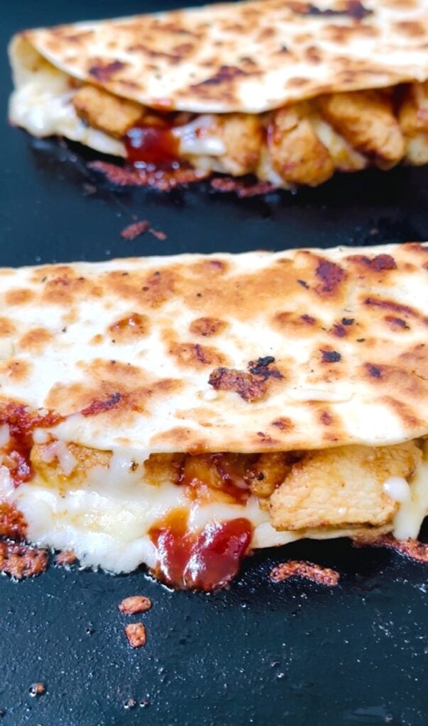 Blackstone BBQ Chicken Quesadillas with Balsamic Relish