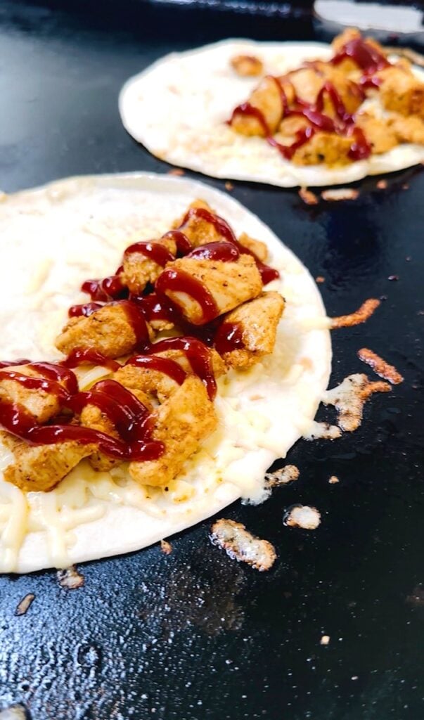 Blackstone BBQ Chicken Quesadillas with Balsamic Relish