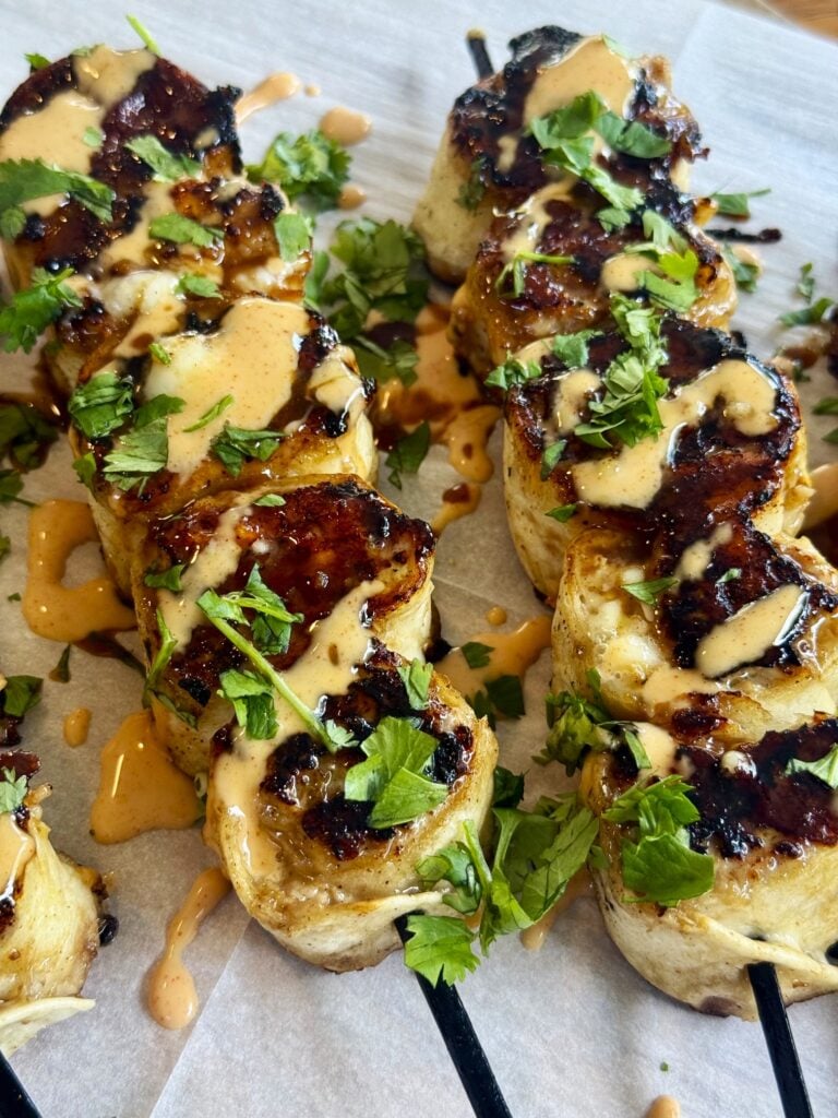 Blackstone Teriyaki Turkey Pinwheel Skewers
