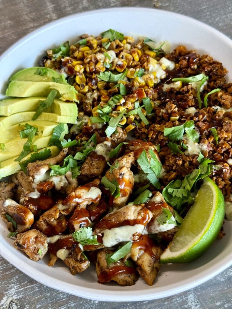 Blackstone BBQ Chicken Sweet Potato Rice Bowls