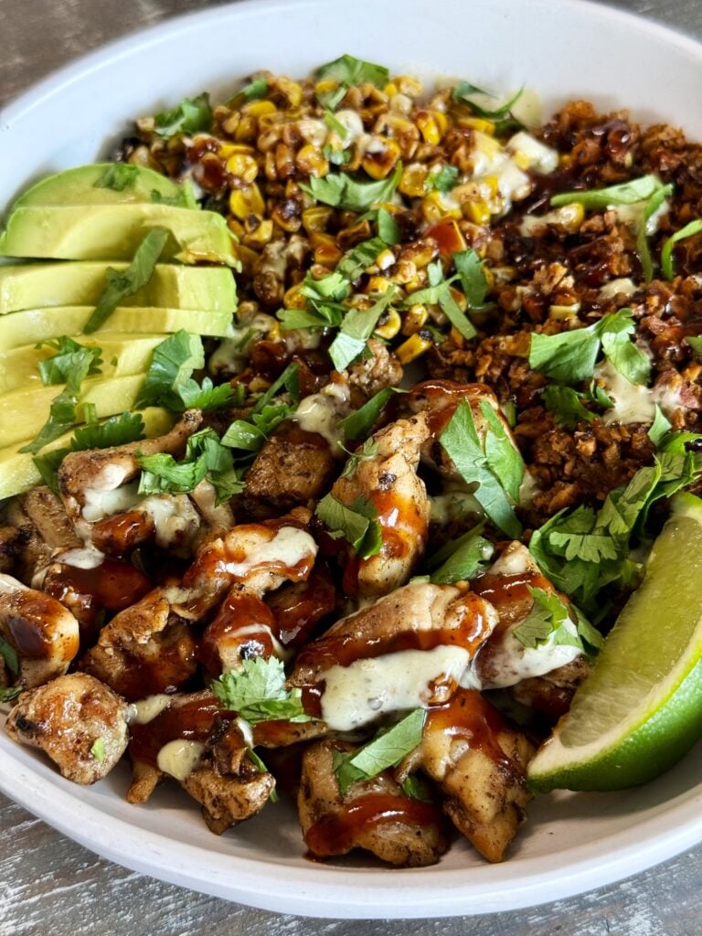 BBQ Chicken Sweet Potato Rice Bowls