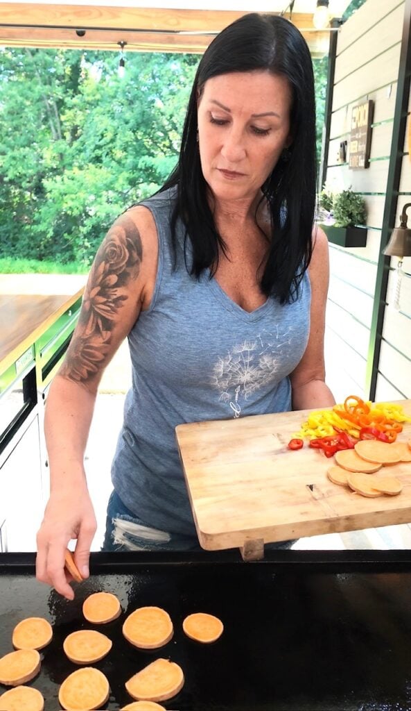 adding sweet potatoes