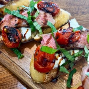 Blackstone Steak Caprese Crostini