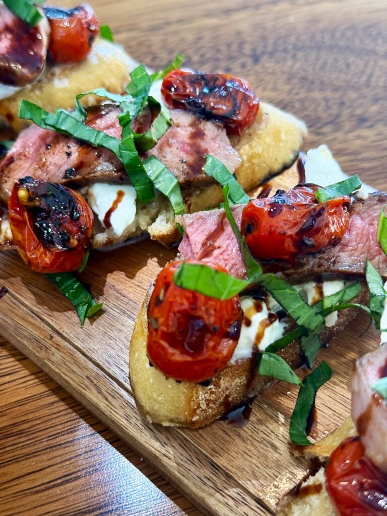 Blackstone Steak Caprese Crostini