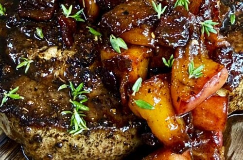 Blackstone Peach Bacon Pork Chops