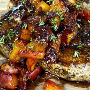 Blackstone Peach Bacon Pork Chops