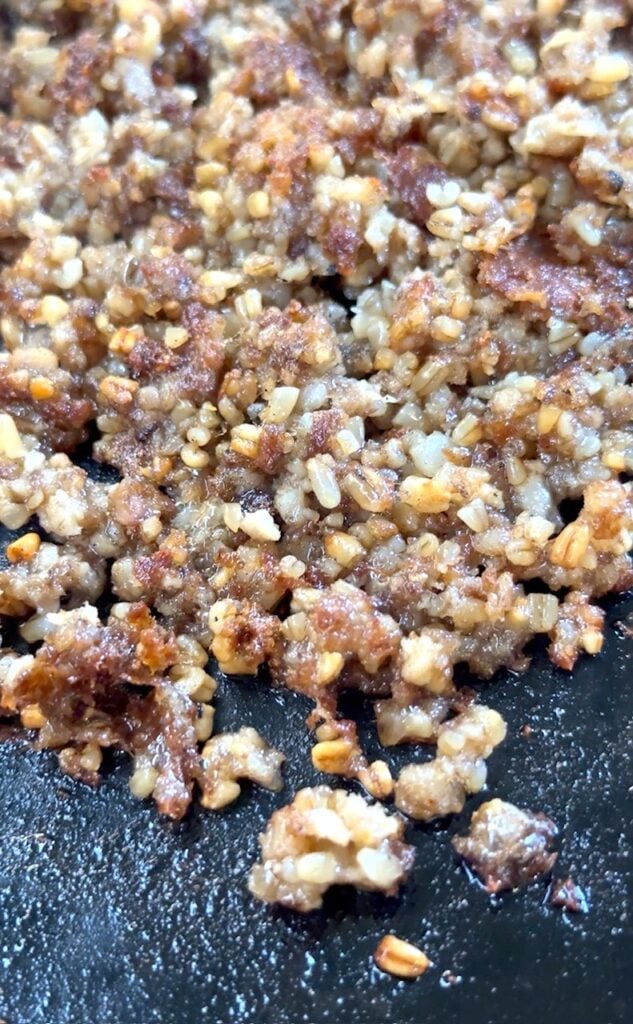 cooked goetta on the griddle
