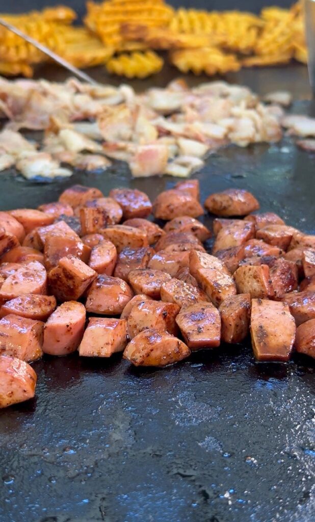 hot dogs on griddle