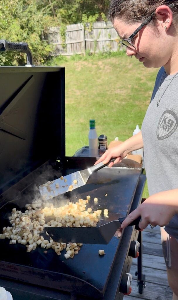 cooking the potatoes